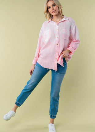 White Birch Full Size Long Sleeve Tie Dye Shirt - MimiStylez