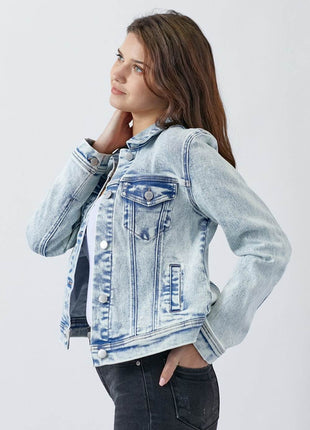 RISEN Button Up Washed Denim Jacket - MimiStylez