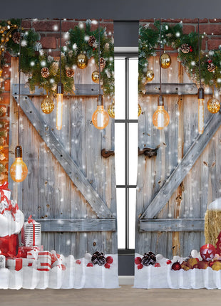 2PCs Digital Printed Christmas Curtains