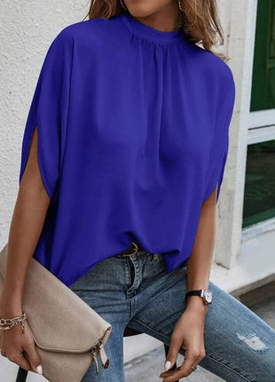 Tie Back Slit Half Sleeve Blouse - MimiStylez