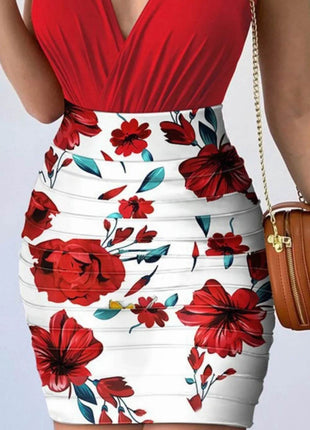 Surplice Spaghetti Strap Top and Printed Mini Skirt Set - MimiStylez