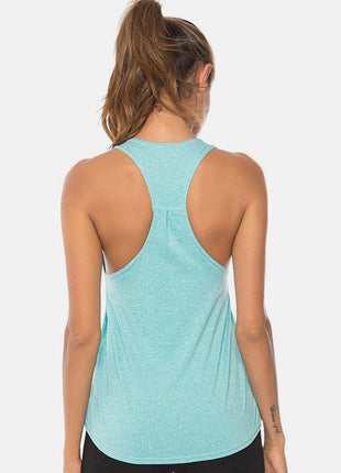 Full Size Scoop Neck Wide Strap Active Tank - MimiStylez