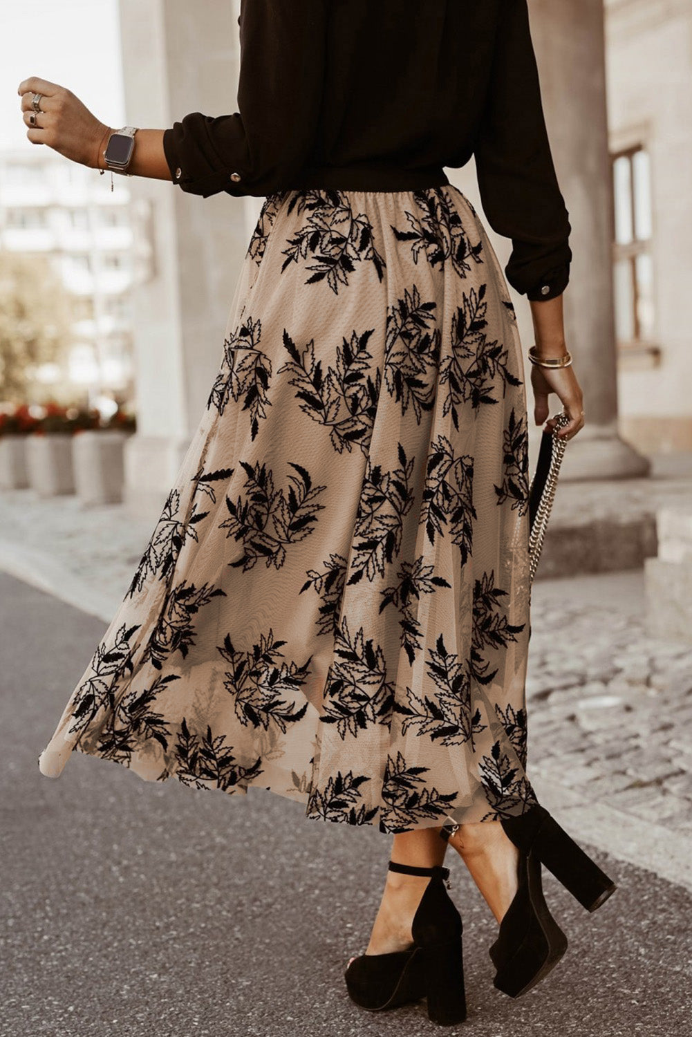 Embroidered High Waist Skirt