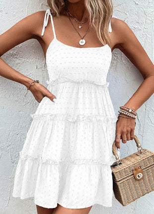 Frill Spaghetti Strap Tiered Dress - MimiStylez