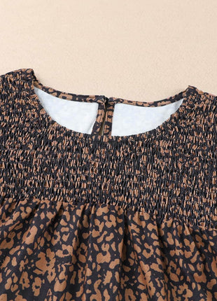 Plus Size Printed Smocked Butterfly Sleeve Blouse - MimiStylez