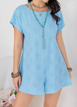 Round Neck Short Sleeve Romper - MimiStylez
