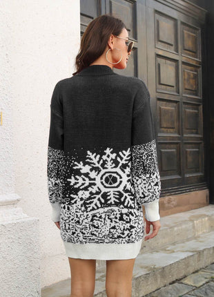 Snowflake Pattern Sweater Dress - MimiStylez
