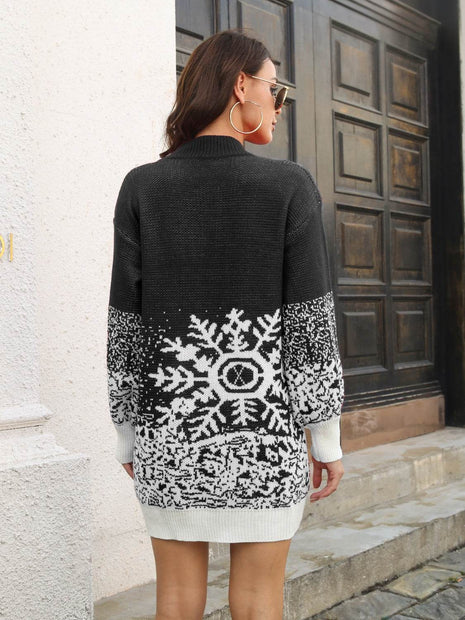 Snowflake Pattern Sweater Dress - MimiStylez