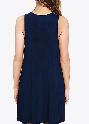 Full Size Round Neck Sleeveless Dress with Pockets - MimiStylez