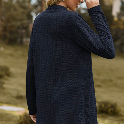 Textured Open Front Long Sleeve Cardigan - MimiStylez