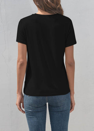 Letter Graphic Round Neck Short Sleeve T-Shirt - MimiStylez