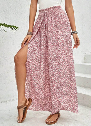 Tied Printed Wide Leg Pants - MimiStylez