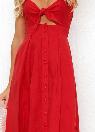 Cutout Smocked Sweetheart Neck Cami Dress - MimiStylez