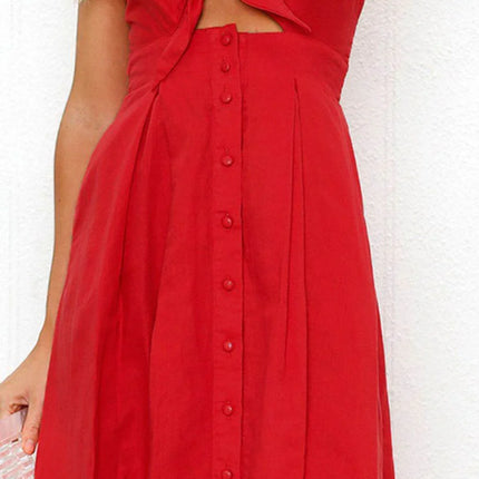 Cutout Smocked Sweetheart Neck Cami Dress - MimiStylez