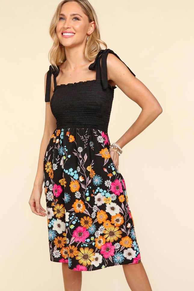 Haptics Smocked Cami Floral Dress - MimiStylez