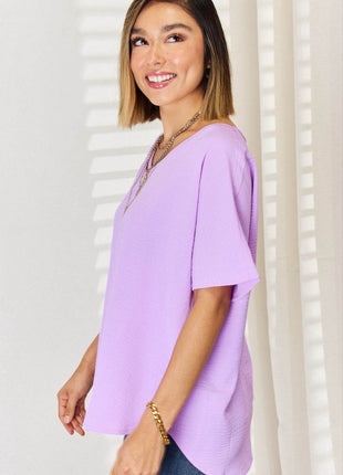 Zenana Texture Short Sleeve T-Shirt - MimiStylez