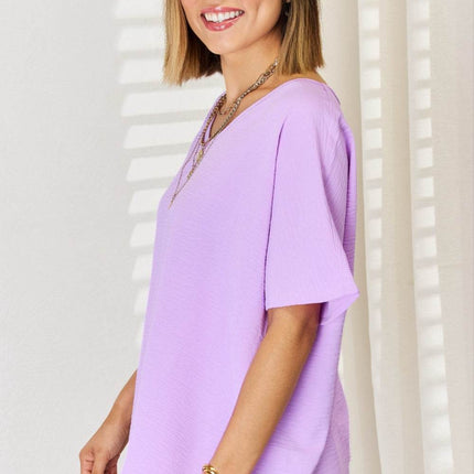Zenana Texture Short Sleeve T-Shirt - MimiStylez