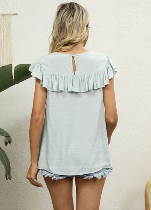 Spliced Lace Ruffled Blouse - MimiStylez