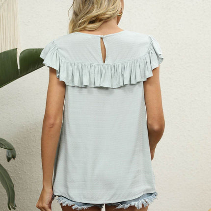 Spliced Lace Ruffled Blouse - MimiStylez