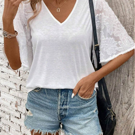 V-Neck Half Sleeve T-Shirt - MimiStylez