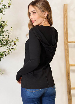 Culture Code Full Size Exposed Seam Long Sleeve Hoodie - MimiStylez