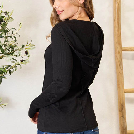 Culture Code Full Size Exposed Seam Long Sleeve Hoodie - MimiStylez