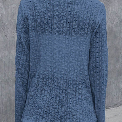 Eyelet Roll-Tab Sleeve Cardigan - MimiStylez