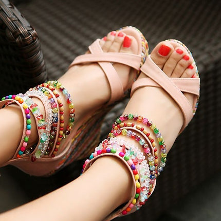Bohemian Wedge Handmade Beaded Sandals Platform Shoes