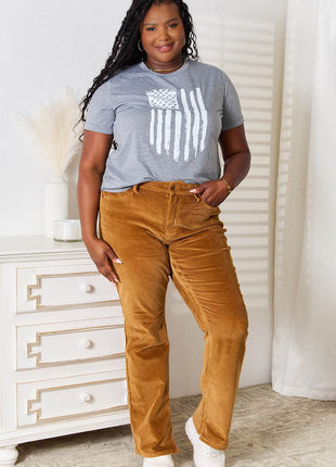 Simply Love US Flag Graphic Cuffed Sleeve T-Shirt - MimiStylez