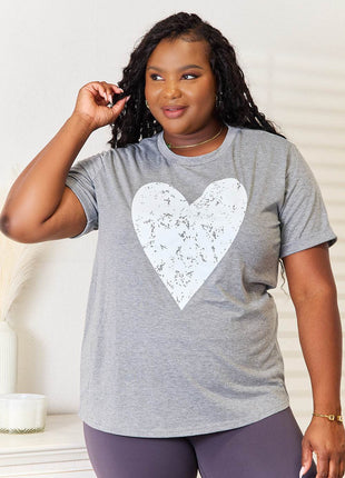 Simply Love Heart Graphic Cuffed Short Sleeve T-Shirt - MimiStylez