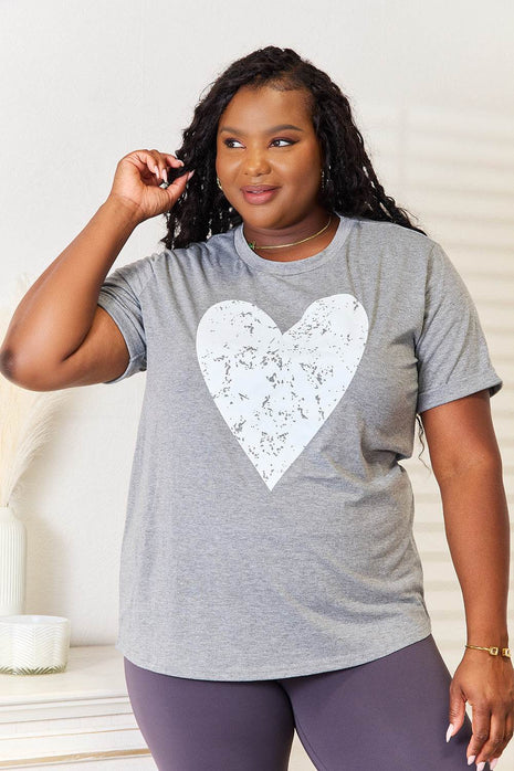 Simply Love Heart Graphic Cuffed Short Sleeve T-Shirt - MimiStylez