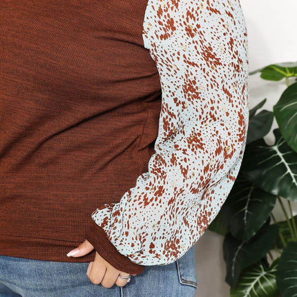 And The Why Full Size Foil Printed Sleeve Top - MimiStylez
