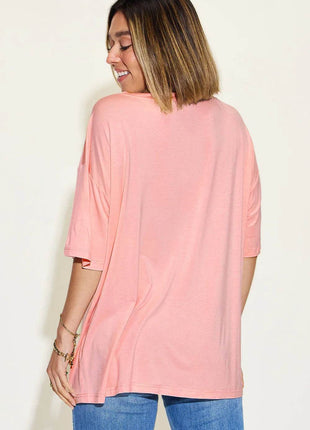 Basic Bae Full Size Bamboo V-Neck Drop Shoulder T-Shirt - MimiStylez