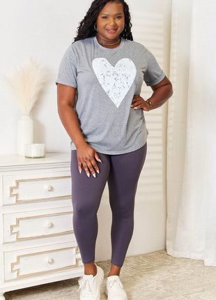 Simply Love Heart Graphic Cuffed Short Sleeve T-Shirt - MimiStylez