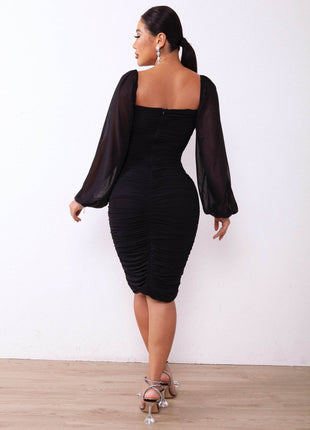 Zip-Back Ruched Bodycon Dress - MimiStylez
