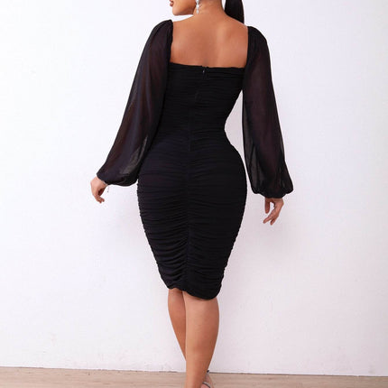 Zip-Back Ruched Bodycon Dress - MimiStylez