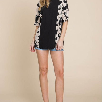 BOMBOM Rodeo Love Ribbed Animal Contrast Tee - MimiStylez