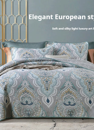 Bedspread Reversible Pure Cotton Dense Printed Quilted Three-piece Set
