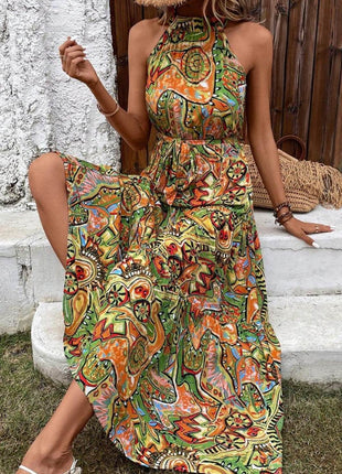 Tied Floral Sleeveless Dress - MimiStylez