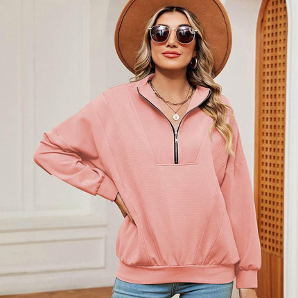 Half-Zip Dropped Shoulder Sweatshirt - MimiStylez