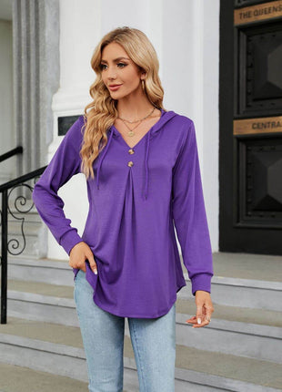 Long Sleeve Hooded Blouse - MimiStylez