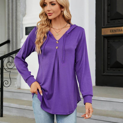 Long Sleeve Hooded Blouse - MimiStylez