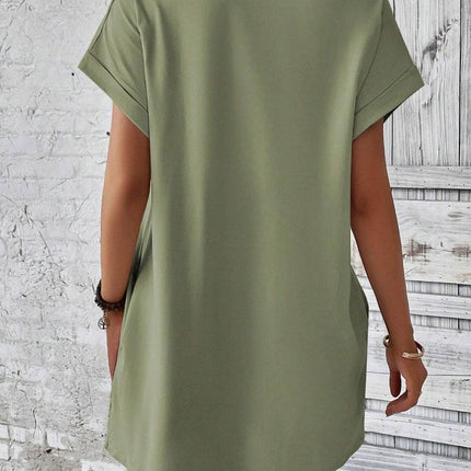 Round Neck Short Sleeve Mini Dress - MimiStylez