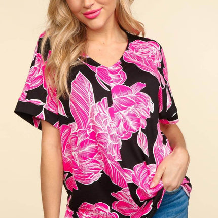 Haptics Floral Drop Shoulder T-Shirt - MimiStylez