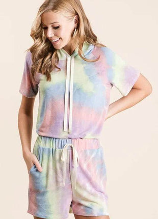 BiBi Tie Dye French Terry Hoodie Top and Bottom Set - MimiStylez