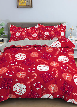 Christmas Cartoon Santa Claus Three-piece Digital Printing Bedspread
