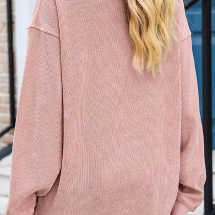 Heart Round Neck Dropped Shoulder Sweatshirt - MimiStylez