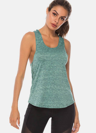 Full Size Scoop Neck Wide Strap Active Tank - MimiStylez