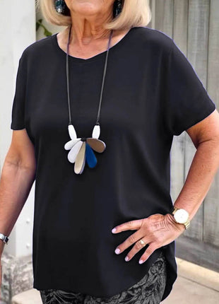 Full Size Round Neck Short Sleeve Top and Pants Set Plus Size - MimiStylez