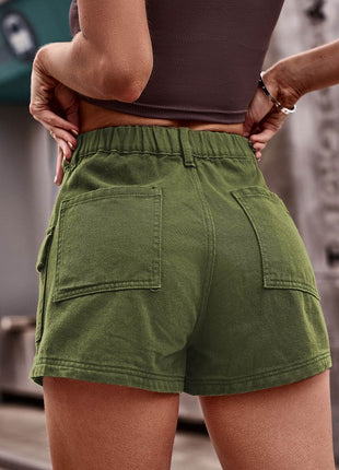 High Waist Denim Shorts with Pockets - MimiStylez